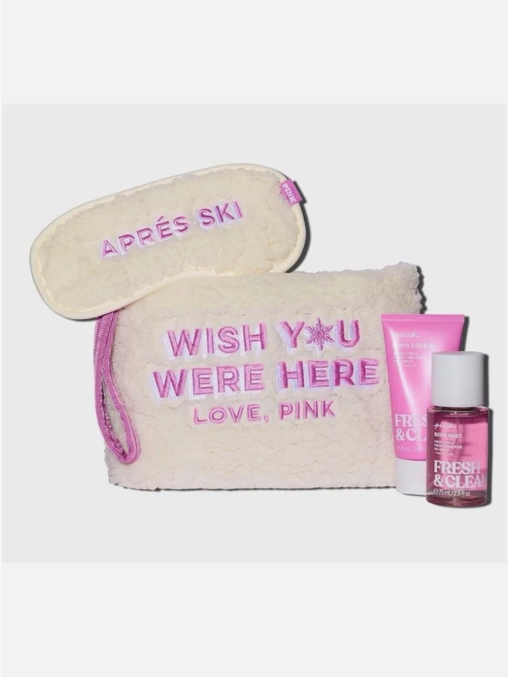 nwt! vS  “Sherpa/fleece beauty Bag:fresh & clean ( 2.5 oz x 2 ) & eye mask